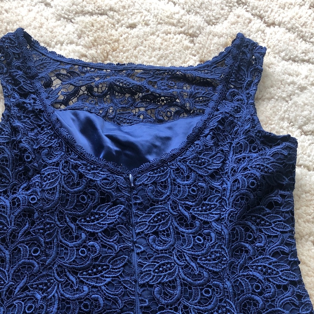 White House Black Market Red & Navy Lace Midi Sheath Dresses - Picture 11 of 12